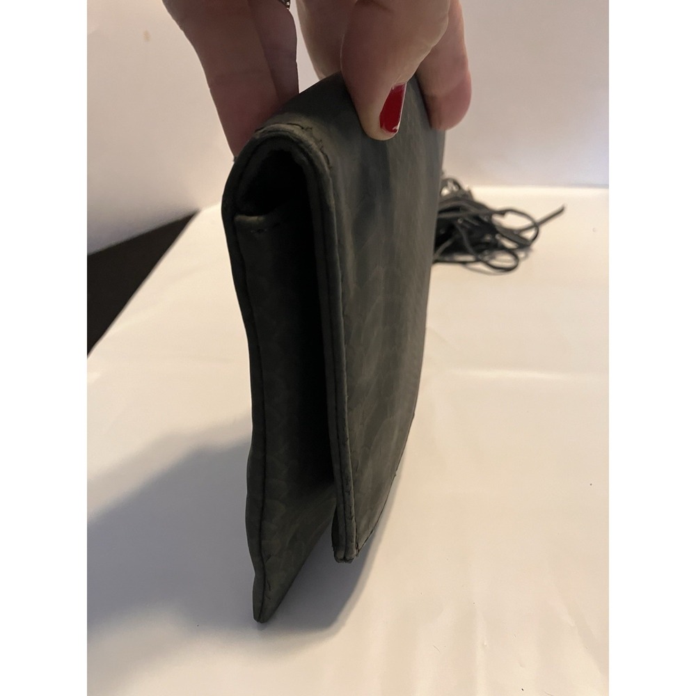 Mods Luxe Dark Gray Python Embossed Leather Fold … - image 9